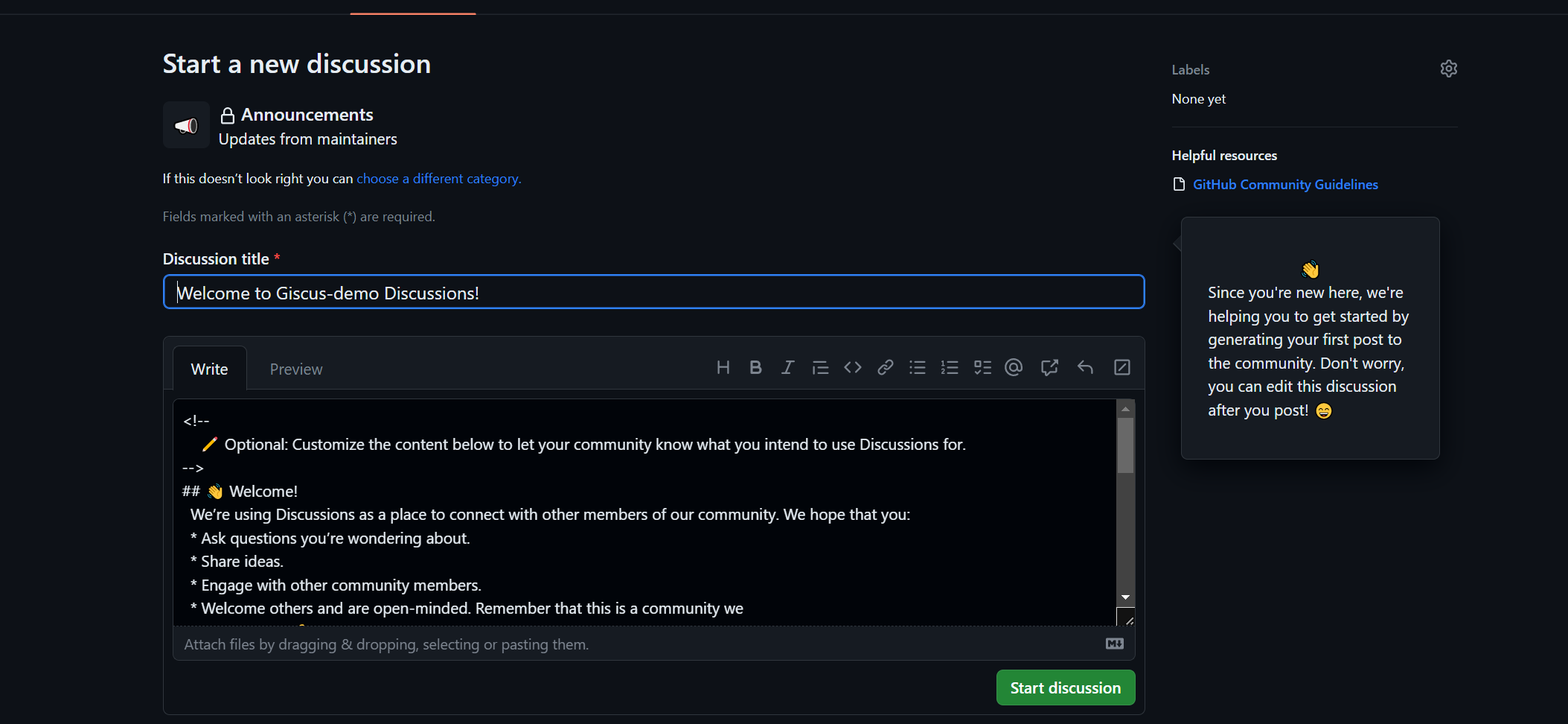 创建Announcements板块